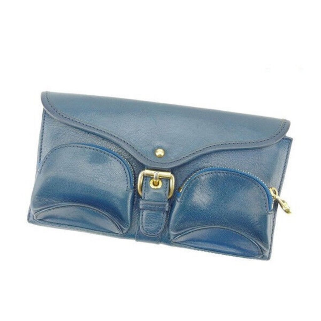 Francesco Biasia Wallet Purse Long Wallet Blue Woman Authentic Used